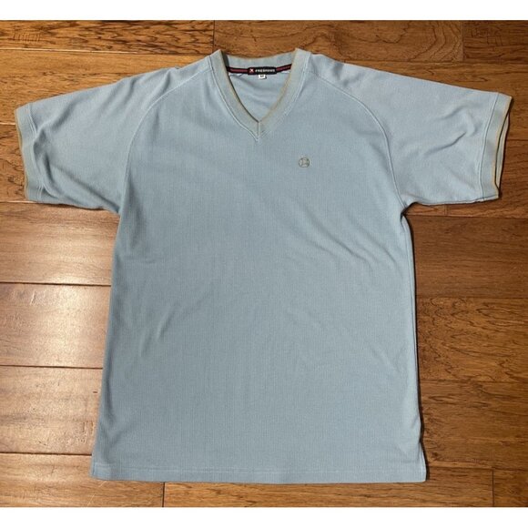 VTG 90s Y2K Fresh Jive Skate Rave Wear Short Sleeve V Neck Shirt Men’s Sz M Blue - Picture 3 of 12